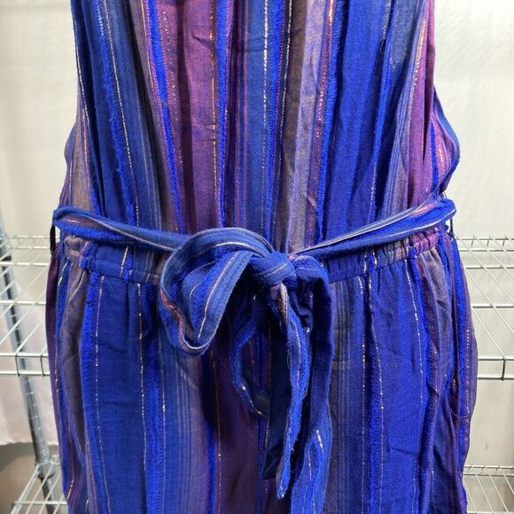 Cleobella Women's Purple Luma Jumpsuit Size 4P Metallic Wide Leg Boho Streetwear - Picture 7 of 14